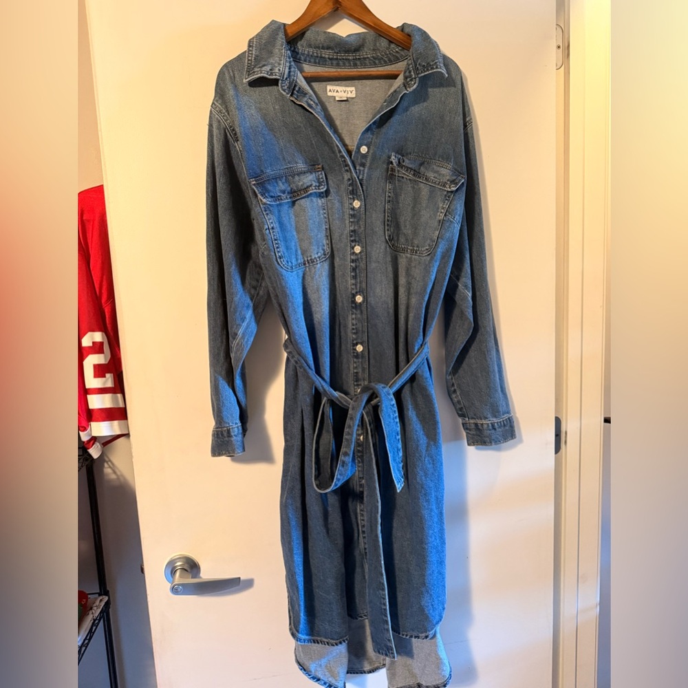 Ava & Viv Long Sleeve Denim Dress